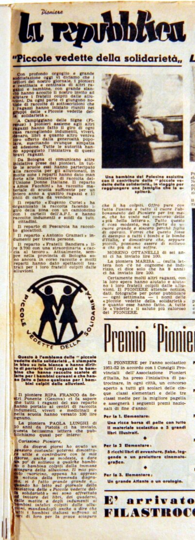 Staffette della solidarieta nel Polesine 1952 RO Pioniere n 1 del 6 gennaio 1952